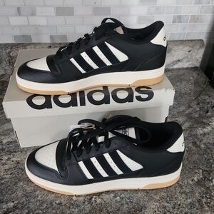 Adidas Men's Black and White Sneakers with Cream Sole